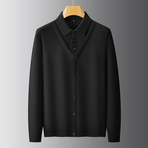 【Q】【假两件】【新款DPF】大依优型大码假两件长袖T恤衬衫领加肥加大肥佬休闲商务宽松透气上衣打底 商品图5