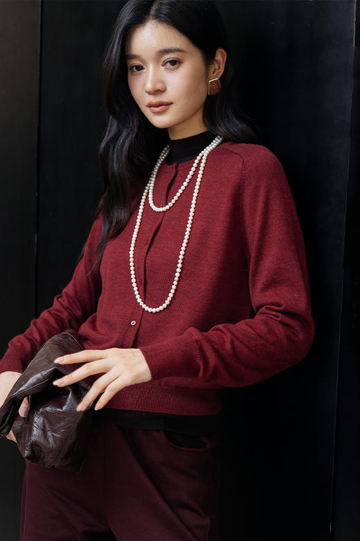 绽放旅行女装700朵/彩果儿针织衫扬子纱果实色系圆领短款羊毛开衫 商品图5