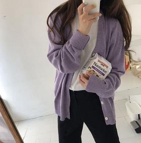 <曾小咸推荐>  娜比同款紫色针织开衫