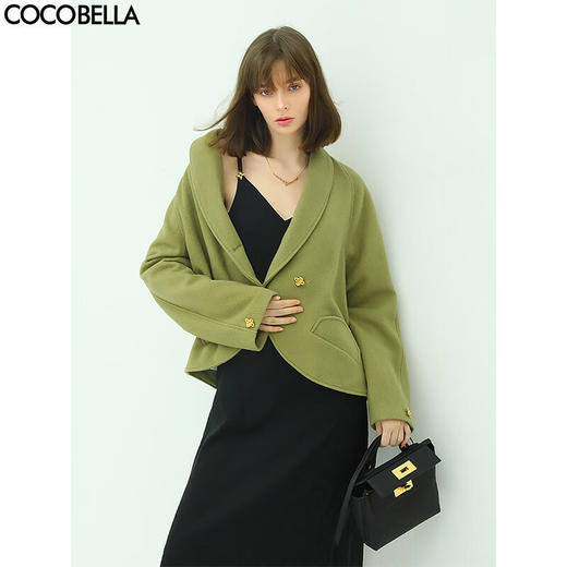 COCOBELLA气质重工金属扣毛呢大衣女气质短款外套WL906 商品图0