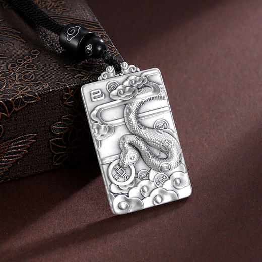 子佩集S999银【灵蛇献瑞】套链【ZXFTL001】仿古项链原创作品生肖带绳方牌2409 商品图8