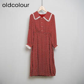 oldcolour春秋款气质减龄收腰显瘦长袖碎花连衣裙DN13103005
