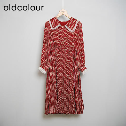 oldcolour春秋款气质减龄收腰显瘦长袖碎花连衣裙DN13103005 商品图0