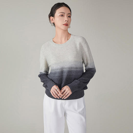 【hr】全新升级【铂金会员367/天猫499/差价132】(10015) 洛诗琳2024秋冬新款渐变色套头宽松慵懒羊绒混纺针织毛衫 商品图2