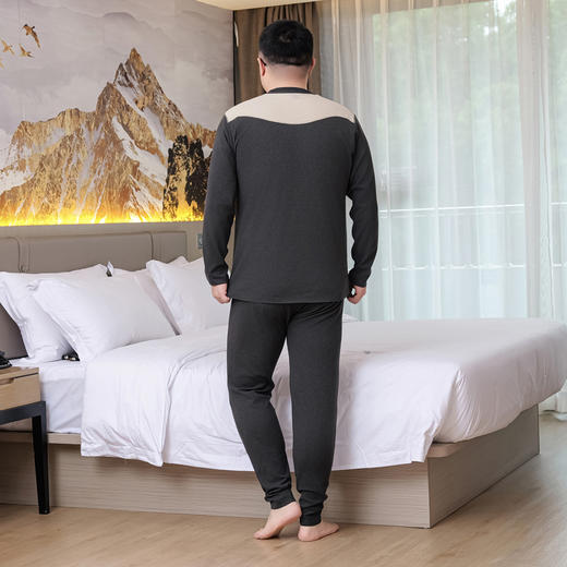 【桑蚕丝绵羊毛】【新款DPD】大依优型大码男装保暖套装内衣护肩护腰抗菌随心裁弹力加绒舒适保暖秋衣秋裤 商品图9