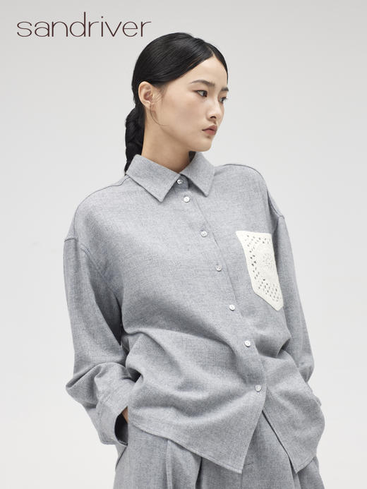 西藏羊绒手钩花女衬衫SJF96W336N 商品图2