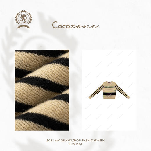 COCO ZONE ”复古老钱“ 条纹圆领针织衫CC1C2268 商品图2