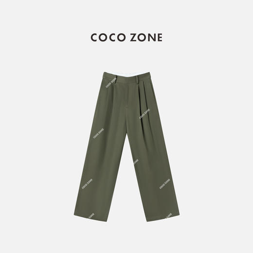 COCO ZONE 简约纯色显瘦休闲裤复古百搭直筒裤CC1C2168 商品图0