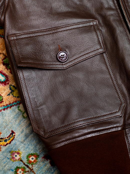 Chapal G-1 棕色小羊皮飞行员夹克 商品图7