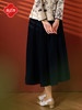 上海逸红颜芸婳2025秋冬新款毛呢新中式A摆后腰松紧百搭半身裙女 商品缩略图4