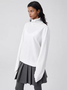 Simple Project/Y24172/高领后开领拼接抽褶衬衫