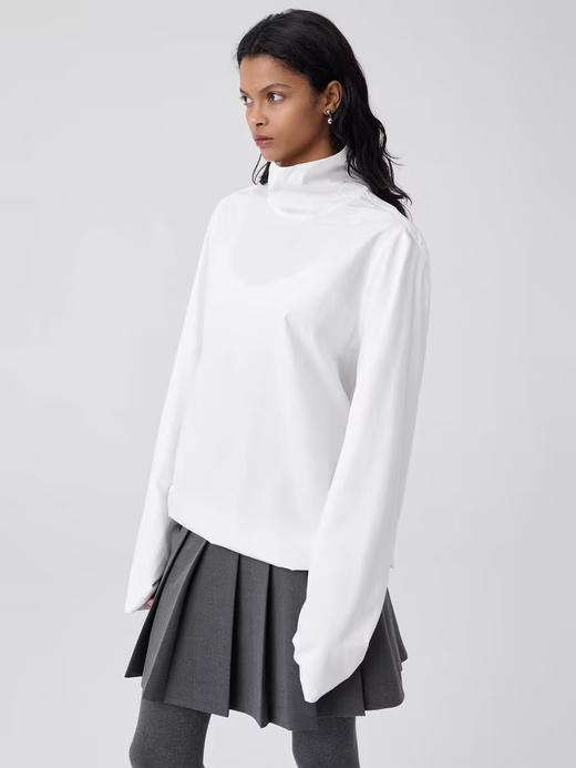 Simple Project/Y24172/高领后开领拼接抽褶衬衫 商品图0