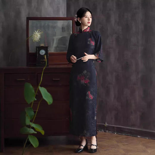 仿醋酸提花文艺古典，气质民族风旗袍HYM-23628 商品图2