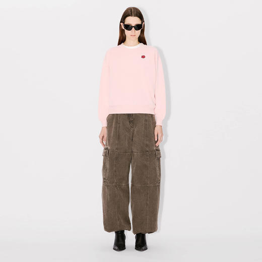 KENZO 高田贤三 女士小海棠花徽标刺绣棉质运动卫衣 粉色 FE62 SW161 4MF 34 商品图3