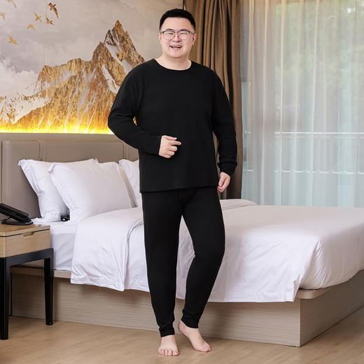 【桑蚕丝绵羊毛】【新款DPD】大依优型大码男装保暖套装内衣弹力护膝抗菌随心裁加绒舒适保暖秋衣秋裤 商品图9