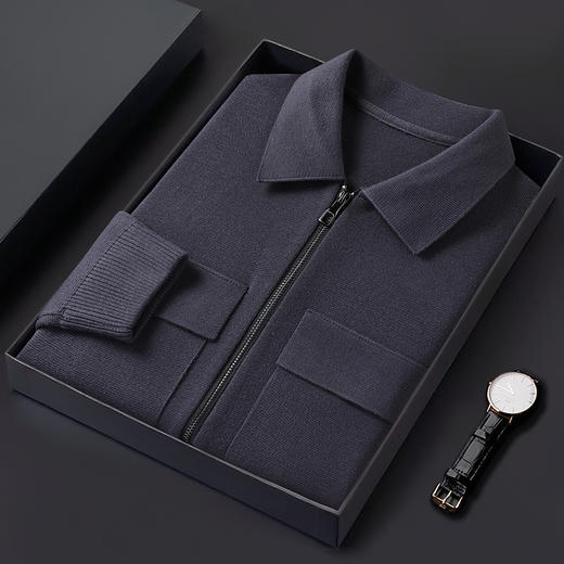 【桑蚕丝绵羊毛】【新款DWP】大依优型大码翻领羊毛衫针织衫加肥加大毛衣大号胖子宽松毛衫男装上衣打底 商品图4