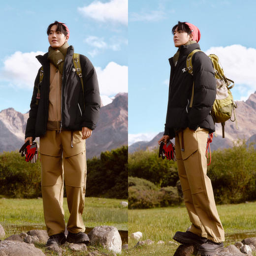 森马羽绒服男冬季新款户外肌理感印花外套宽松插肩袖立领潮流 商品图3