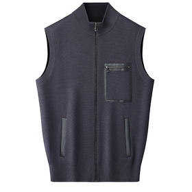 【桑蚕丝绵羊毛】【新款DWP】大依优型大码立领拉链针织背心休闲针织衫毛背心加肥加大上衣男士胖子大码毛衫t恤打底