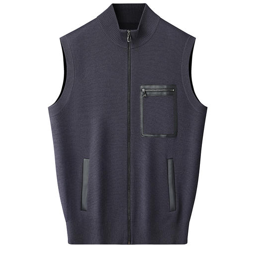 【桑蚕丝绵羊毛】【新款DWP】大依优型大码立领拉链针织背心休闲针织衫毛背心加肥加大上衣男士胖子大码毛衫t恤打底 商品图0