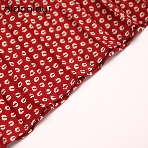 oldcolour春秋款气质减龄收腰显瘦长袖碎花连衣裙DN13103005 商品图4