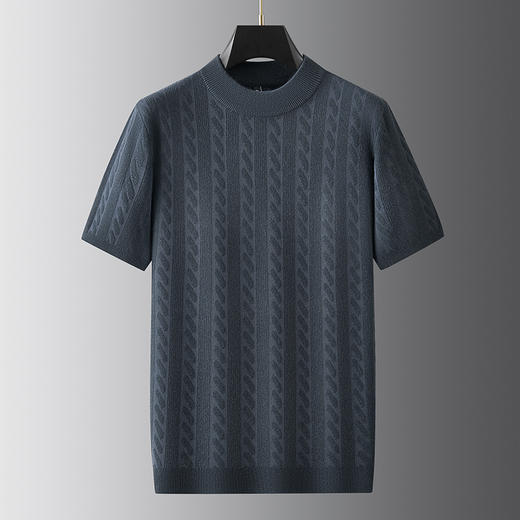 【绵羊毛】【新款DPF】大依优型羊毛毛衣针织短袖背心休闲针织衫毛背心加肥加大上衣男士胖子大码毛衫t恤打底 商品图7