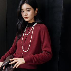 绽放旅行女装700朵/彩果儿针织衫扬子纱果实色系圆领短款羊毛开衫