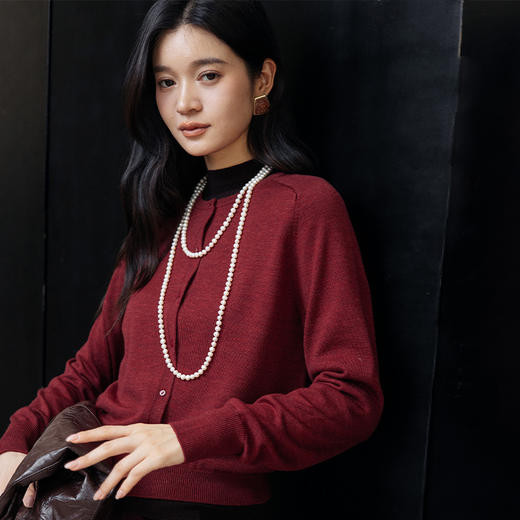 绽放旅行女装700朵/彩果儿针织衫扬子纱果实色系圆领短款羊毛开衫 商品图0