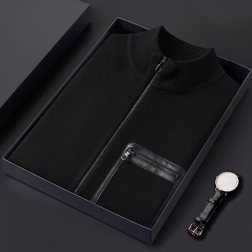 【桑蚕丝绵羊毛】【新款DWP】大依优型大码立领拉链针织背心休闲针织衫毛背心加肥加大上衣男士胖子大码毛衫t恤打底 商品图7