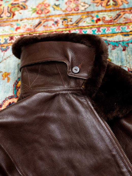 Chapal G-1 棕色小羊皮飞行员夹克 商品图3