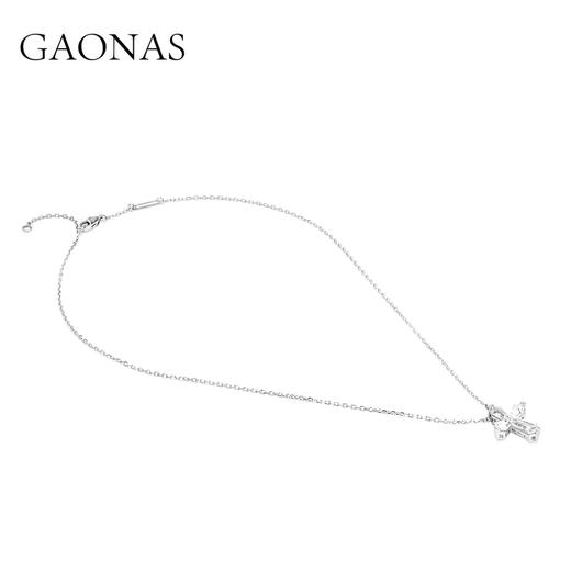 GAONAS 坠链均925银合成锆石 时尚潮流日常白色大十字项链10787XW 商品图2