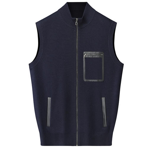 【桑蚕丝绵羊毛】【新款DWP】大依优型大码立领拉链针织背心休闲针织衫毛背心加肥加大上衣男士胖子大码毛衫t恤打底 商品图2