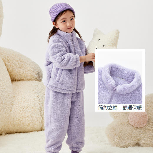 巴拉巴拉儿童睡衣套装冬季加厚珊瑚绒男女童保暖家居服可外出舒适 商品图3