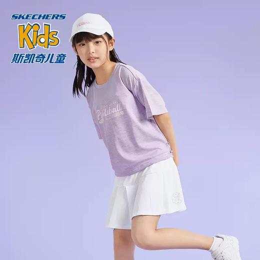 5折【自营】Skechers/斯凯奇  斯凯奇童装女童针织短袖短裙夏季套装儿童户外舒适T恤衫套装 P224G043 商品图2