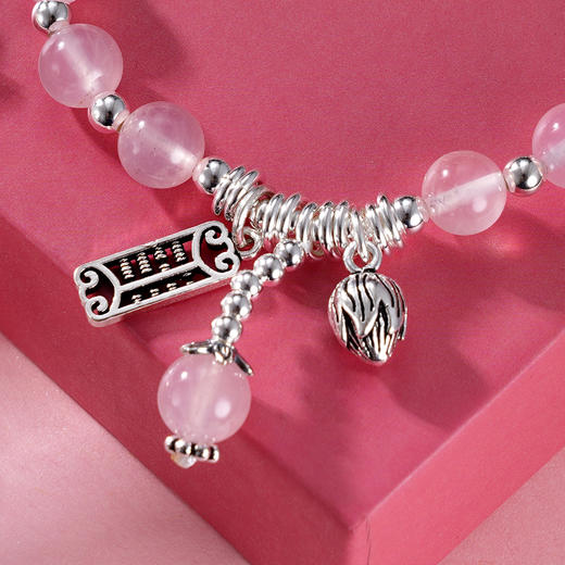 子佩集S925银【才貌双全】手链【TSB0001-35】纯银算盘竹节粉晶粉色2409 商品图2