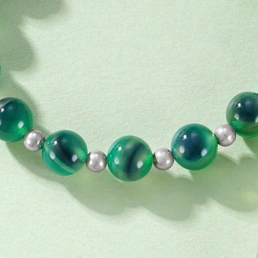 子佩集S999银【钟意莲】手串【SC000809】纯银糖心玛瑙绿色平安扣手链2409 商品图2