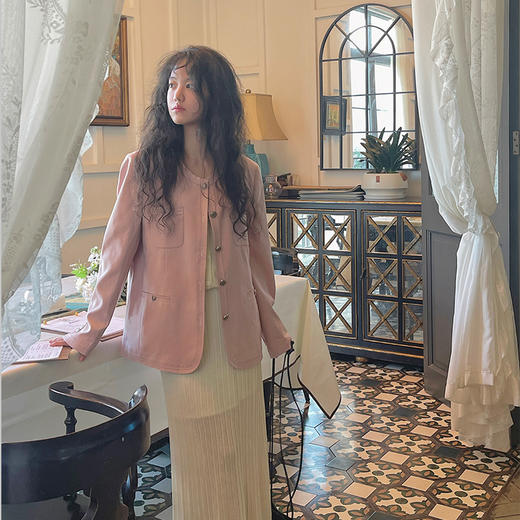 【顺丰包邮】43335 洛诗琳秋季新款羊毛色织小香风西装外套女220092 商品图0