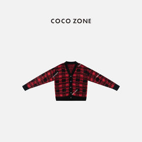 COCO ZONE 设计感撞色条纹针织衫时尚V领上衣CC2C2205