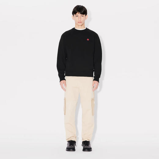 KENZO 高田贤三 男士小海棠花徽标刺绣棉质运动卫衣 黑色 FE65 SW223 4MF 99J 商品图3