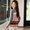 撞色条纹圆领针织开衫，短款外搭短款软糯毛衣外套CC-J954 商品缩略图2