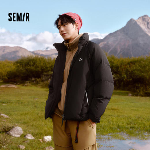 森马羽绒服男冬季新款户外肌理感印花外套宽松插肩袖立领潮流 商品图1