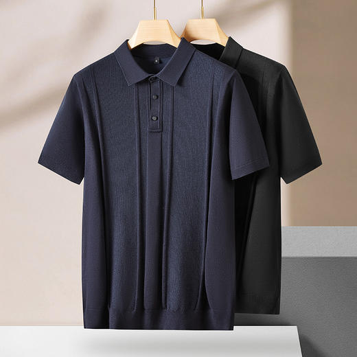 【新款DPF】大依优型翻领POLO毛衣针织短袖背心休闲针织衫毛背心加肥加大上衣男士胖子大码毛衫t恤打底 商品图1