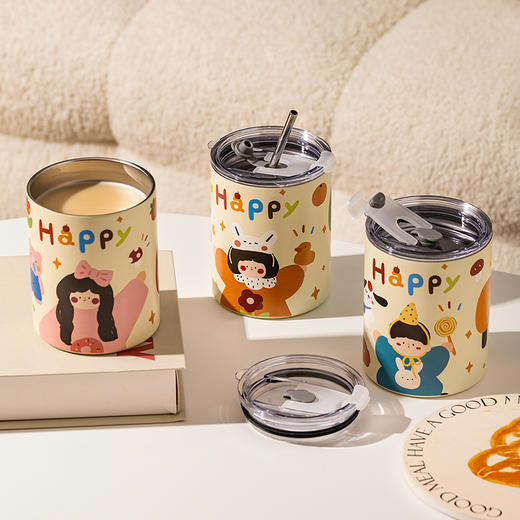 摩登主妇咖啡杯高档精致不锈钢杯子办公室随行杯马克杯保温杯水杯 商品图2