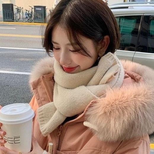 「5色可选！简约柔软」新款韩版针织围巾 女冬季氛围感纯色简约柔软保暖慵懒风小围脖配饰 商品图1