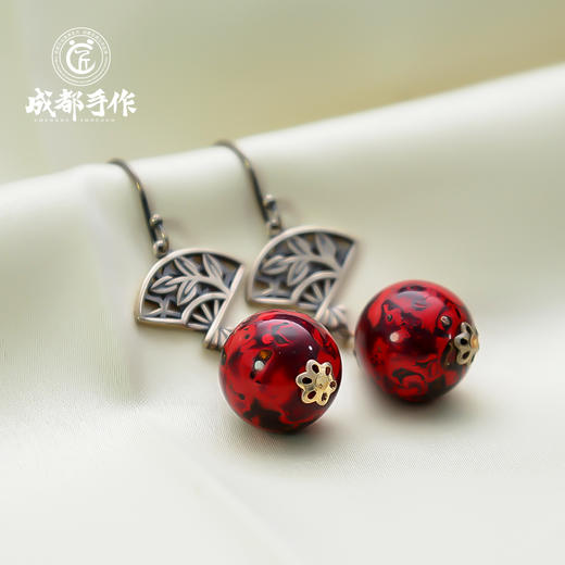 成都手作大漆老银耳环 非物质文化遗产漆艺 民族风耳饰耳链配饰 商品图4