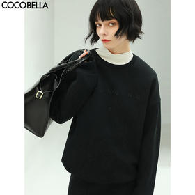 COCOBELLA立体字母刺绣空气层卫衣女春休闲宽松圆领上衣SE28B