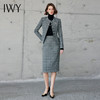 IWY/灰色格纹长袖西装套裙气质小香风时尚通勤干练两件套职业裙CS2101 商品缩略图0