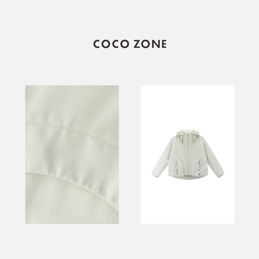 COCO ZONE 高级感连帽拼接通勤风保暖鹅绒服 CC2C1632 商品图2