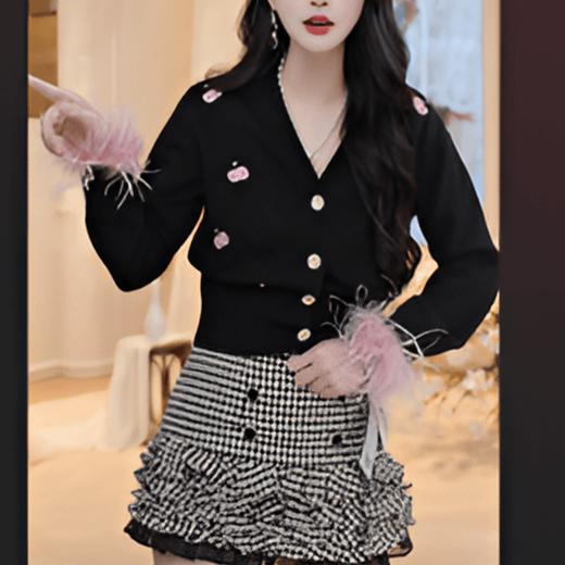 MAXRIENY2024年新款千鸟格纹百搭裙裤(货号:MS85SK063) 商品图1