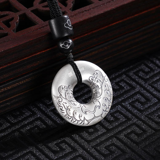 子佩集S999银【瑞兽迎门】套链【ZXFTL004】仿古原创作品平安扣带绳项链2409 商品图1