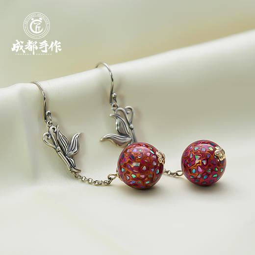 成都手作大漆老银耳环 非物质文化遗产漆艺 民族风耳饰耳链配饰 商品图2